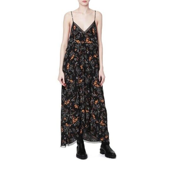 Zadig & Voltaire Risty Spark Flowers Long Dress Size S Sleeveless 100% Viscose - Picture 2 of 12